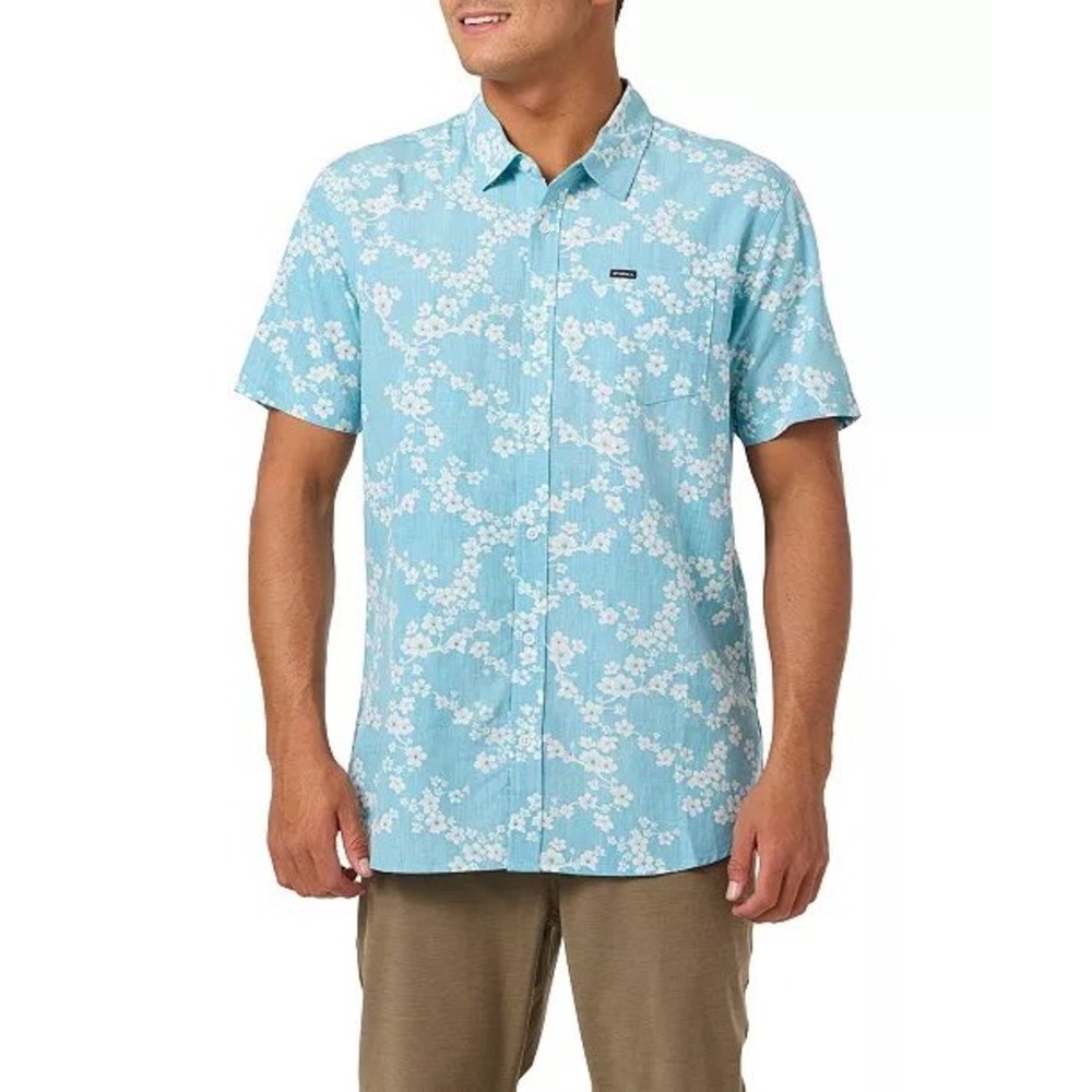NWT‎ O'Neill Blue Mens Small Floral Button Up Shirt Cherry Blossom